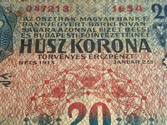 Bankovka R-U 1913 Husz korona . bez kolku - 4