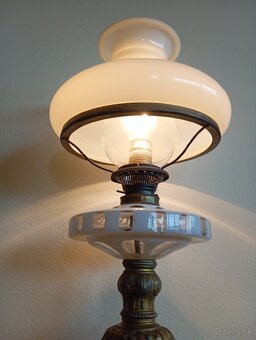 Luxusná starožitná bronzová petrolejová lampa 44cm - 4