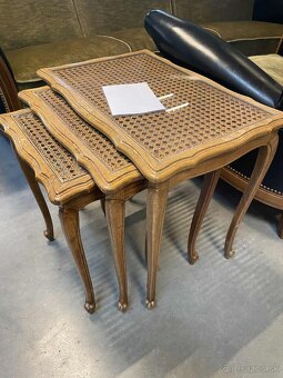 Vintage stolčeky, set trio, drevo, v 45x 55x 37 cm , dovoz B - 4