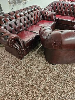 CHESTERFIELD ŠTÝL,DVOJFAREBNÁ-KOŽENÁ SEDAČKA,NEROZŤAHOVACIA - 4