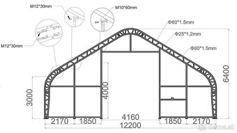 Plachtová hala 12,2m x 30,5m x 6,4 m - 4