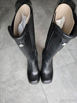 KARL LAGERFELD HI LEG GORE BOOT BLACK LTHR - 4