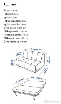 Rozkladacia 2-pohovka IKEA Lycksele Murbo 140cm - 4