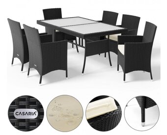 Záhradný ratanový stôl čierna 150 a 190 x 90 a 6 stoličiek - 4