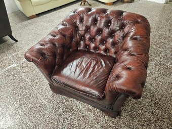 CHESTERFIELD ŠTÝL,SEDAČKA KOŽENÁ DVOJFAREBNÁ - 4