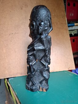 Predám starú drevorezbu rodokmeň kmeňa Makonde Tanzánia 34cm - 4