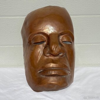 Maska měděná starožitná tučně vytepaná - 4