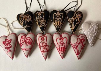 Vianočné srdiečka – ručná výroba z bavlny - 4