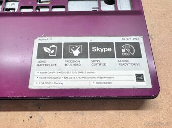 Predám pokazený notebook na náhradné diely zn.Acer E5-571 - 4