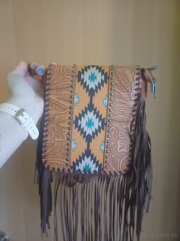 Kožená taška so strapcami-NOVÁ - 4