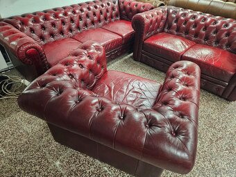 CHESTERFIELD ŠTÝL,BORDOVO-ČERVENÁ KOŽENÁ,NEROZŤAHOVACIA - 4