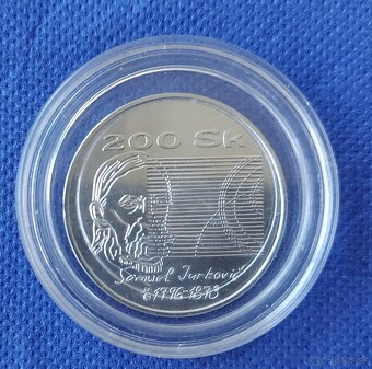Strieborná pamätná minca 200Sk, 1996, S. Jurkovič, proof+Bk - 4