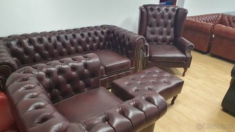 CHESTERFIELD ŠTÝL,KOŽENÁ SEDAČKA,3+1+UŠÁK+TABURET - 4