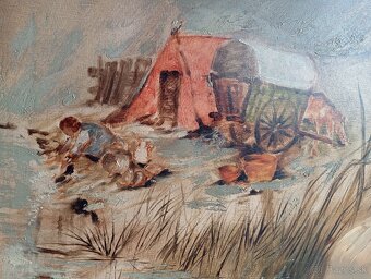 Obrovský veľmi dekoratívny obraz v zlatom ráme 97x77 cm - 4