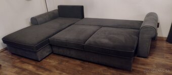 Rozkladacia Sedacia súprava rohová,tvár L sivá - 4