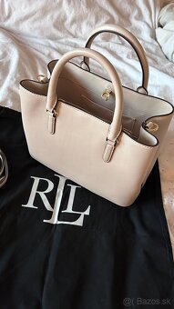 Kožená kabelka Lauren Ralph Lauren Marcy - svetlo bežová - 4