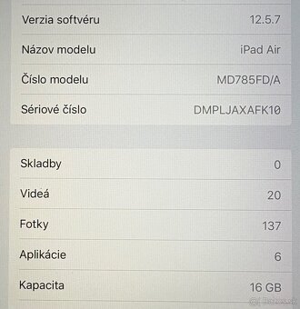 Predám Apple iPad Air 16GB Wifi model A1474 - 4