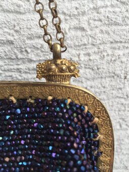 Starozitna antik vyse 100 rocna kabelka posita koralikmi - 4