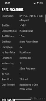 Mapex phospor bronze 14” 3.5” - 4