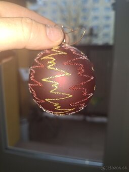 Vianočné gule, sklenené, červené. - 4