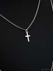 Vrstvený strieborný náhrdelník "kríž"-nový-Darčekové balenie - 4