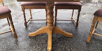 Masivní jídelní rozkládací stůl + 4x masivní židle - 4