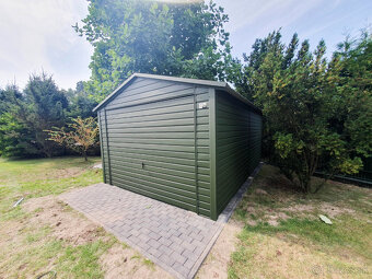 Plechová garáž 3,5×5, výklop. brána,zelená,strecha dvojspád - 4