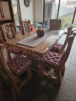 Drevený stôl Poľovnicke motivy 90×200cm+10stoliček - 4