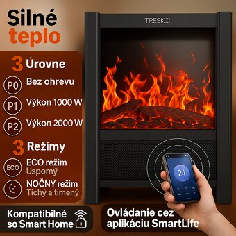 Elektrický krb 2000W s WiFi - 4