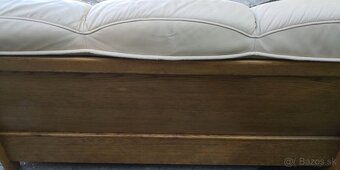 Kožená sedacia súprava(trojsedačka) s masivnym drevom - 4