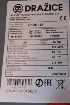 Predám elektrický bojler Dražice 125l - 4