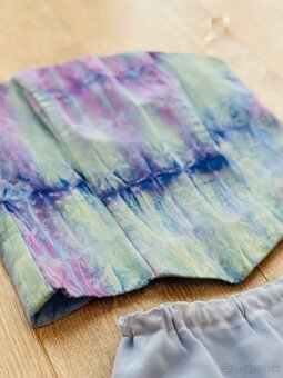 Luxusný set (korzet a sukna) ručne šitý, modrá, small - 4