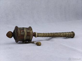 Starožitný strieborný budhistický modlitebný mlynček - 4