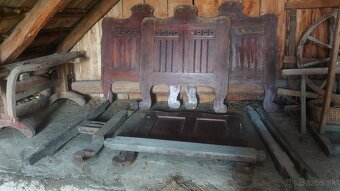 Tkáčsky stroj , Motovidlo,Kolovrátok, Drevený ponk - 4