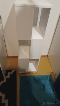 Biela otočná knižnica na kolieskach - 4