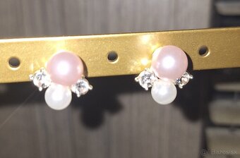 Náušnice perličky strieborné+ružové - 4