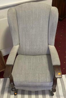 Kreslo, ušiak, textília, drevo, v 107cm, s 65, h 63 - 4
