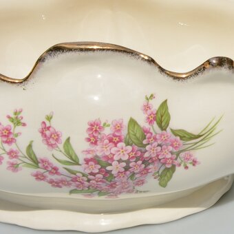 Starožitná veľká porcelánová misa - Nezábudky - 4