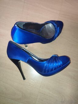 Modré saténové lodičky - 4