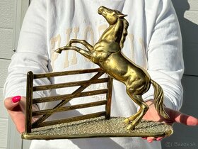 Kůň u ohrady velké anglické staré těžítko z mosazi 2,9 kg - 4