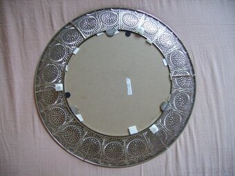 Veľké okrúhle strieborné kovové zrkadlo - 4