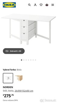 Rozkladací stôl IKEA Norden biela farba - 4