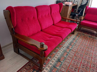 sedacia súprava+kreslá  drevo masív zachovalá - 4