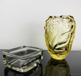 Dizajnový popolník, váza kobaltovo-modrá krištáľová váza - 4
