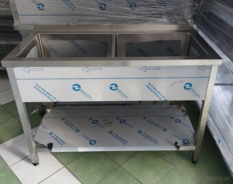 Umývacie gastro stoly, drezy a dvojdrezy s policou - 4