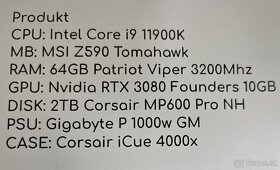 Intel Core i9 11900K, RTX 3080 10GB, 64GB RAM, 2TB SSD - 4