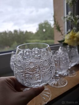 Luxusný vintage set brúsených pohárov na koňak / brandy - 4