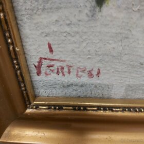 Obraz starožitný  - olejomaľba  signovaná P. Vertési. - 4