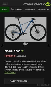 Predám horský bicykel Merida Big Nine 600 veľk.L - 4