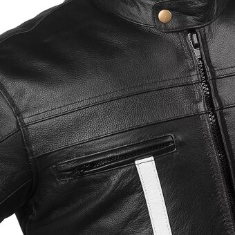 Moto Kožená Bunda Café Racer Black - 4